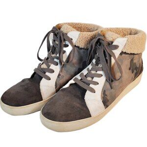 Blondo High Top Leather Sneakers Gray Camouflage Waterproof Women's Size 11 M